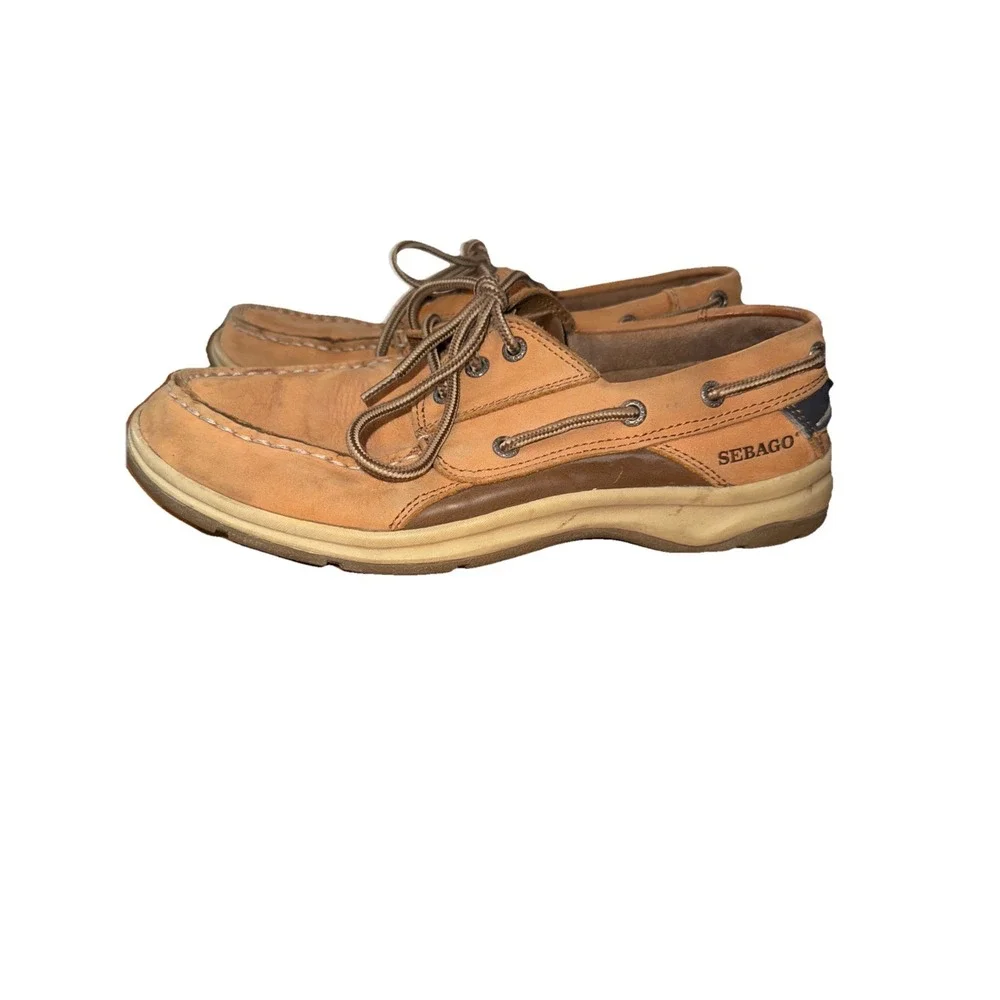 Sebago Docksiders tan brown leather boat shoes Men's‎ 9 M